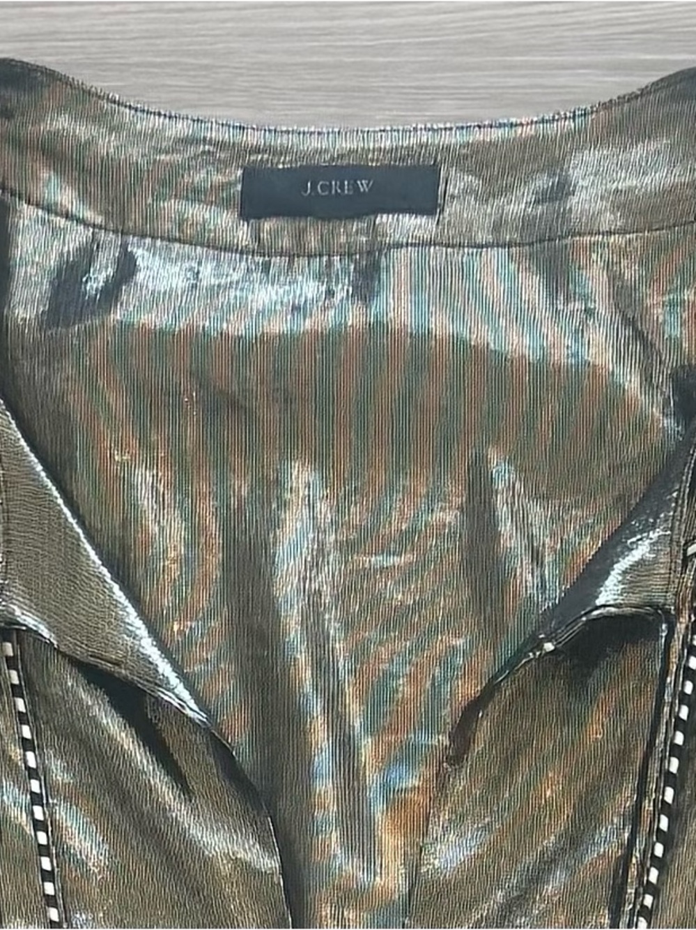 J. Crew Metallic Bronze Collared Shirt Jacket